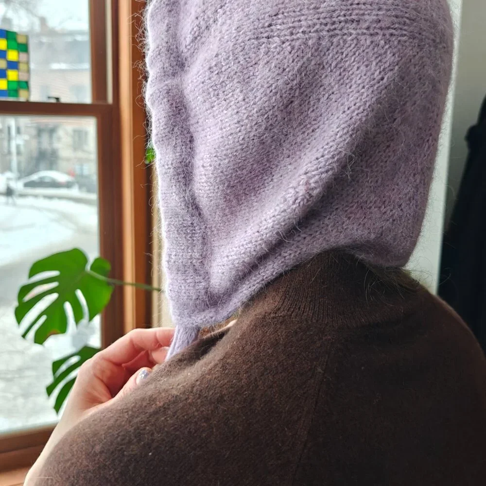 Handmade Big Bow Bonnet - Hand Knit - Lavender - Picture 5 of 8